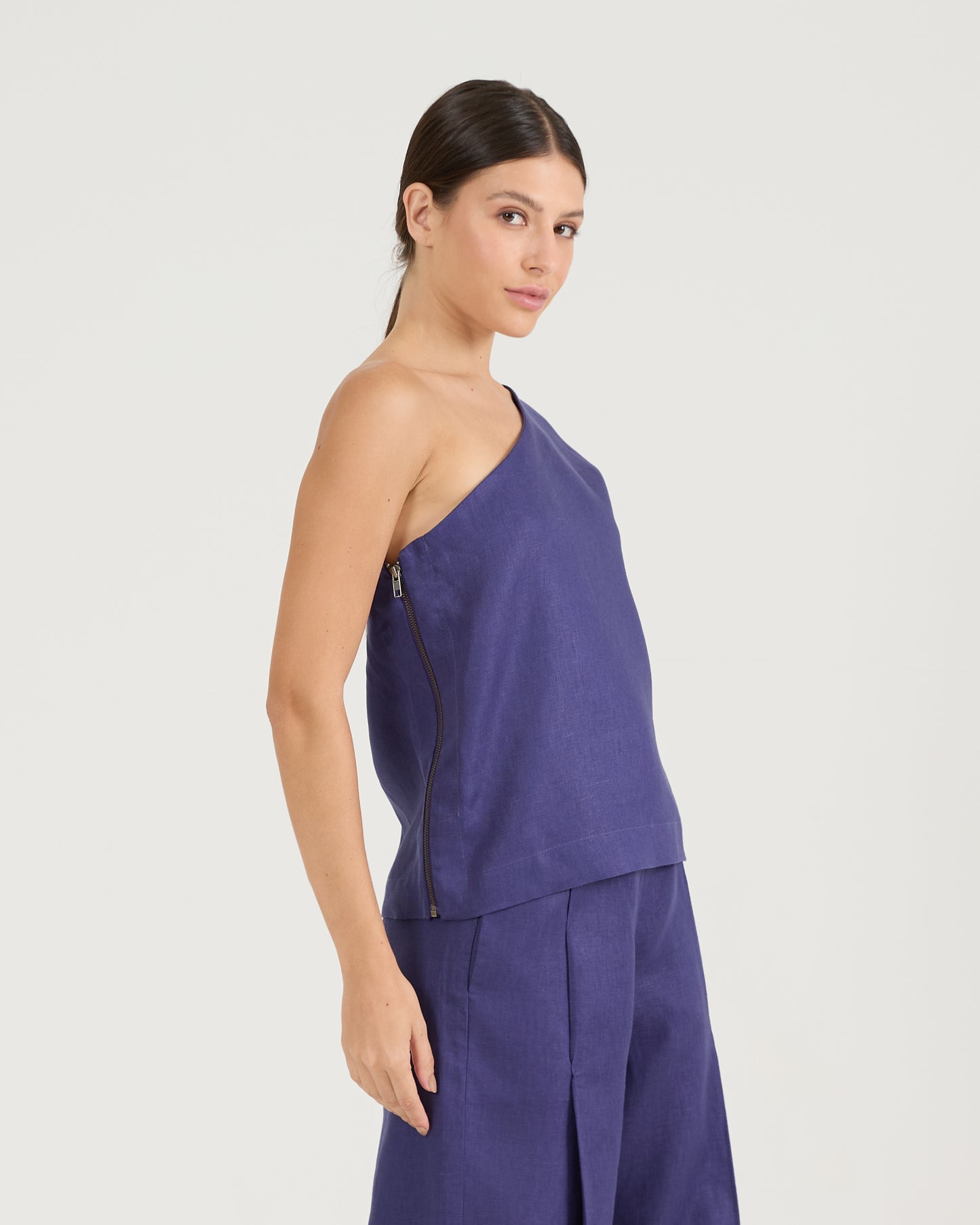 Blusa Um Ombro Zíper