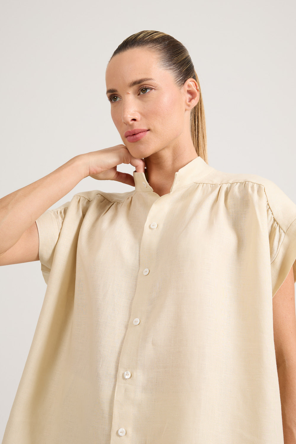 Camisa Franzida Creme