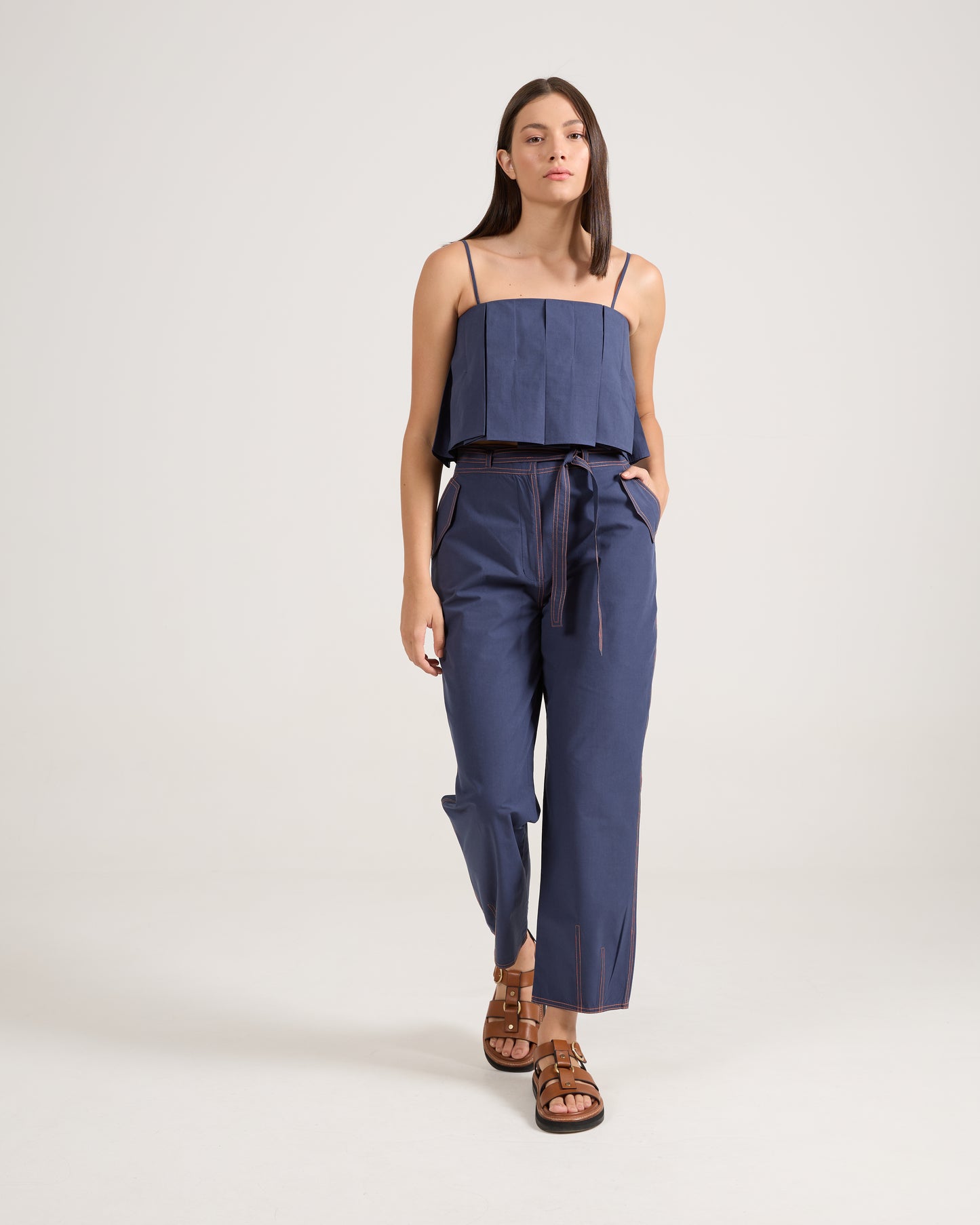 Cropped Dobras Marinho