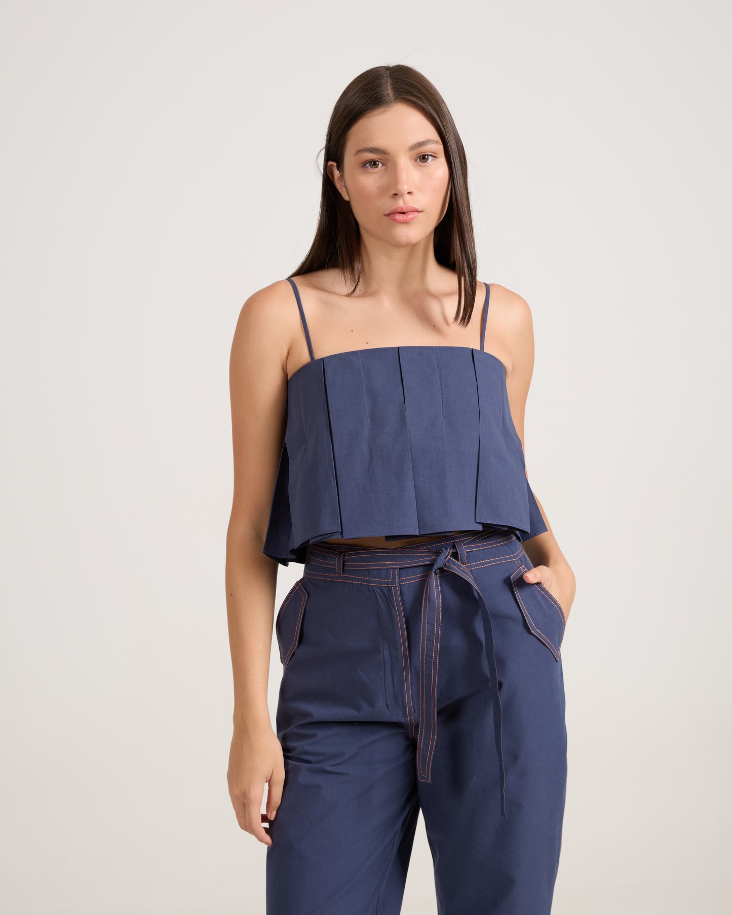 Cropped Dobras Marinho