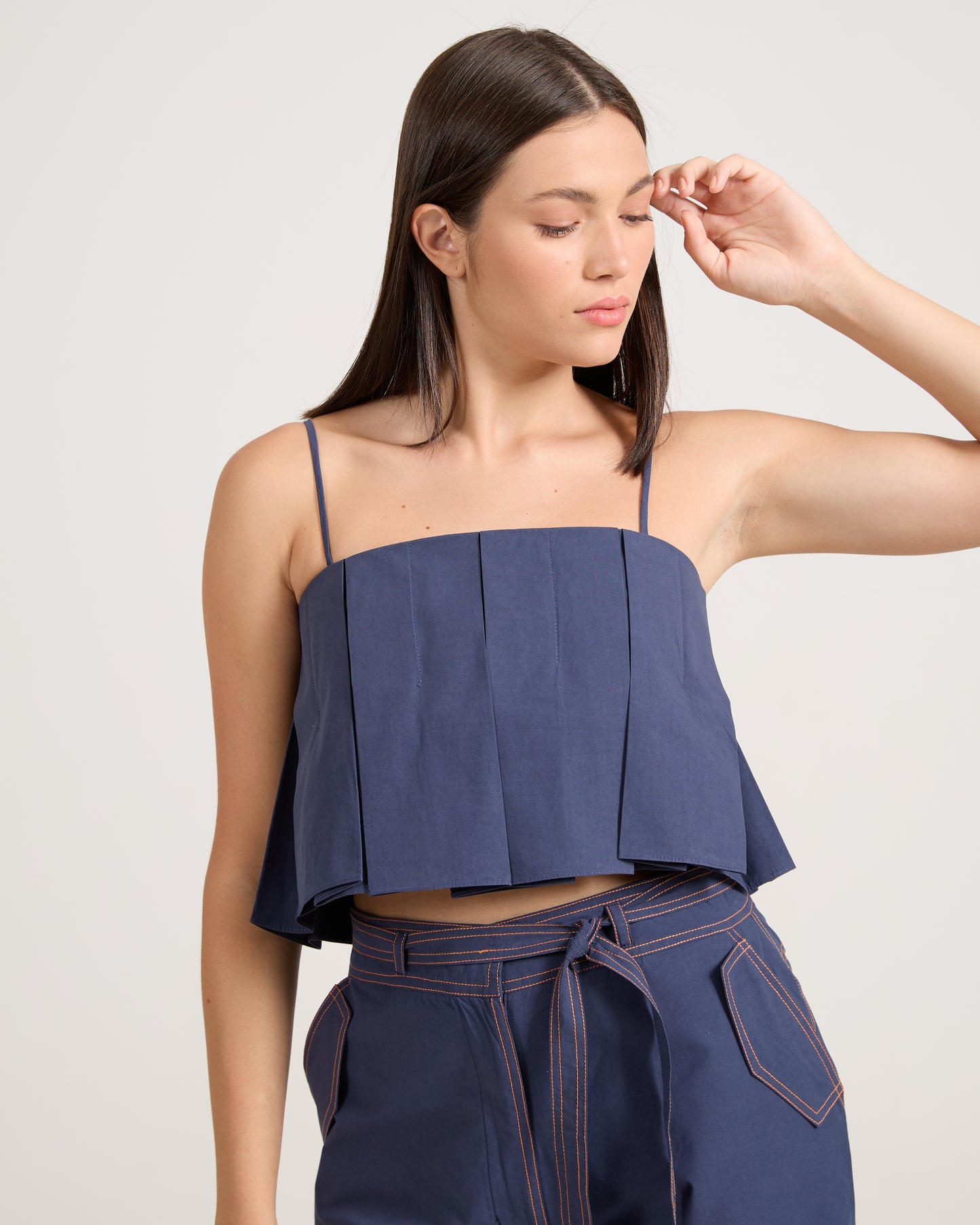 Cropped Dobras Marinho
