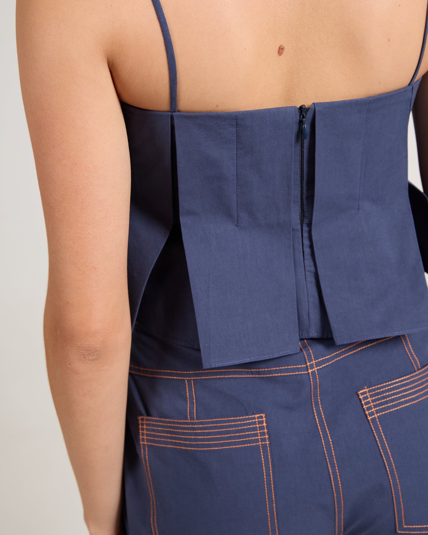 Cropped Dobras Marinho