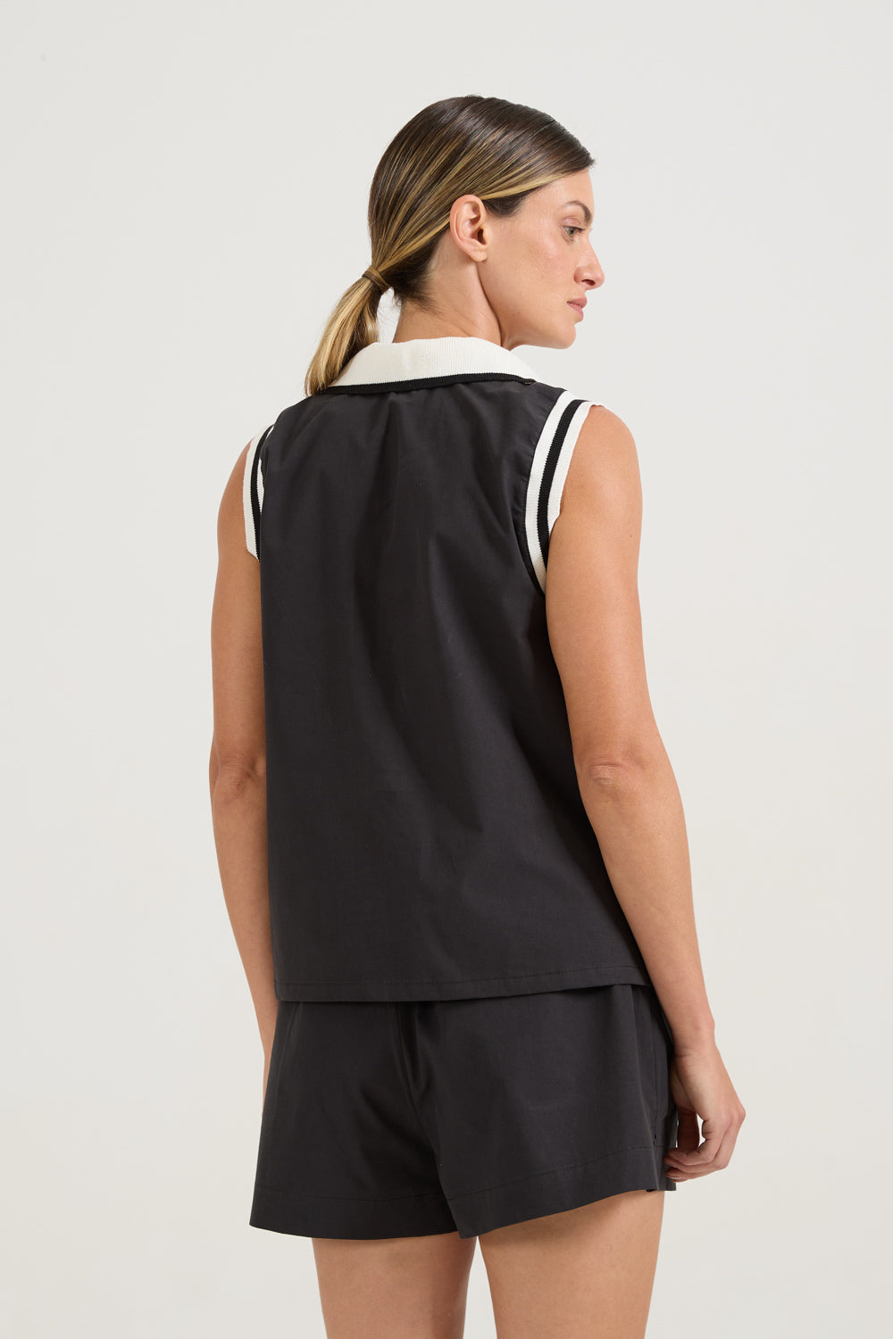 Blusa Polo Tricot Preta