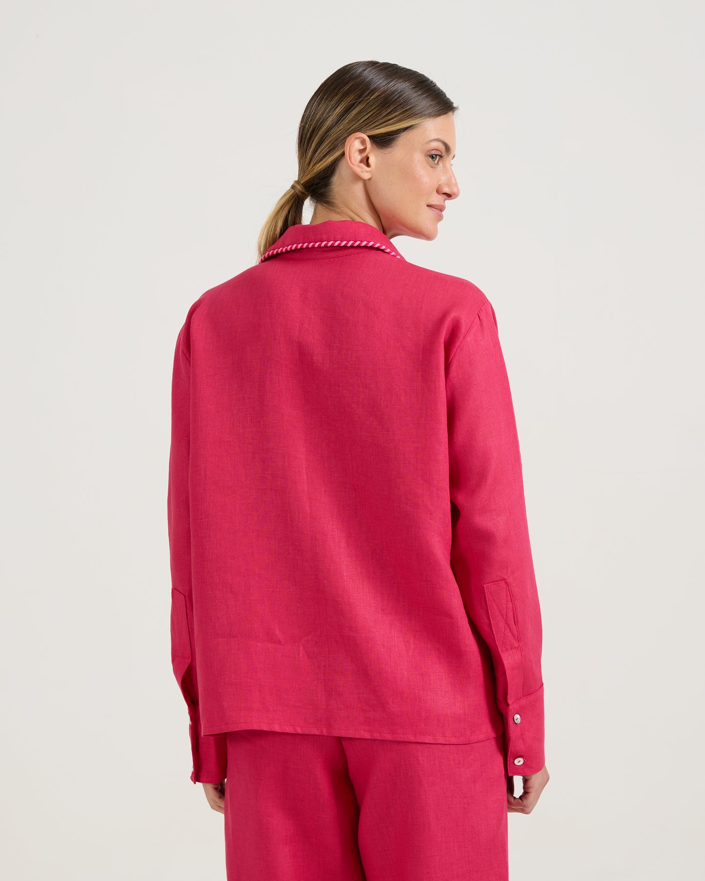 Camisa Bolsos Viés Cereja
