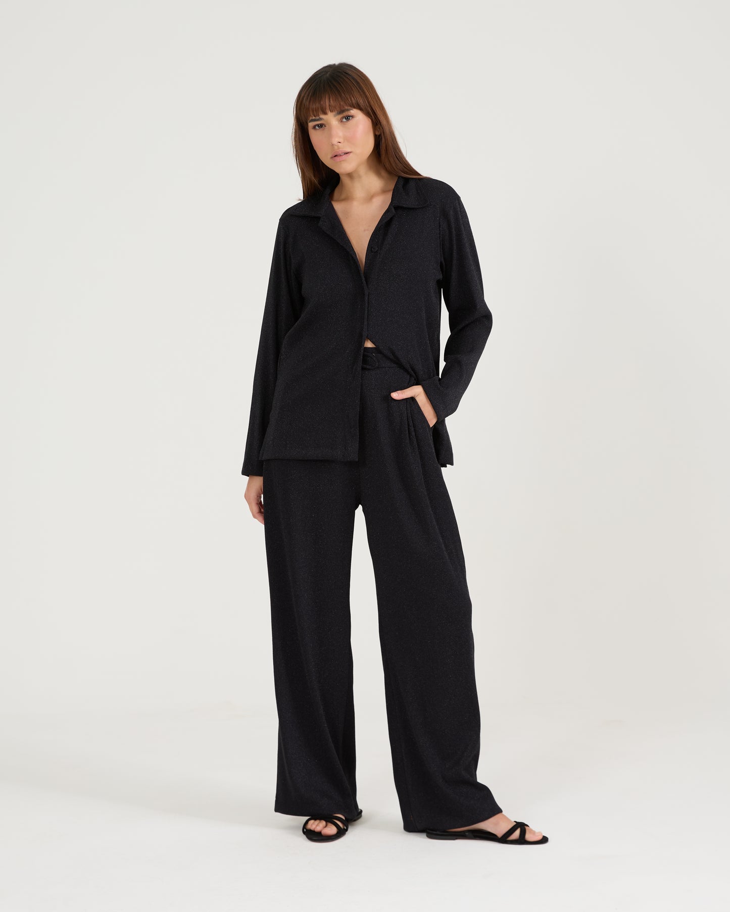 Calça Lurex Pregas