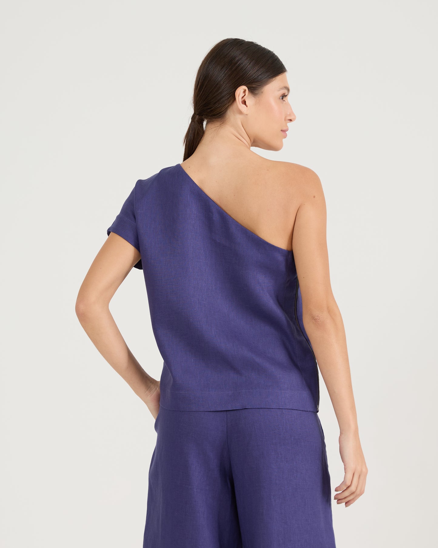 Blusa Um Ombro Zíper