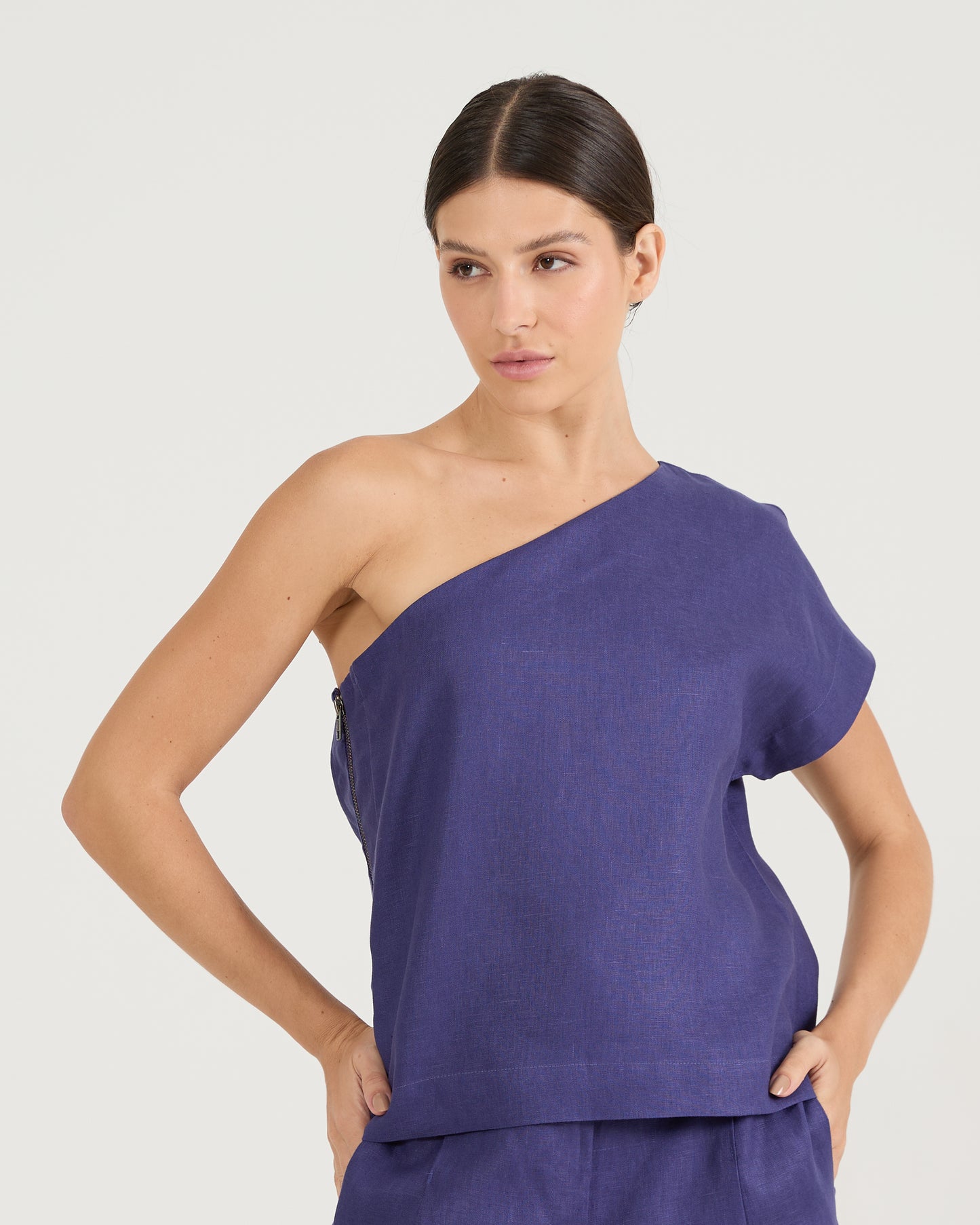 Blusa Um Ombro Zíper