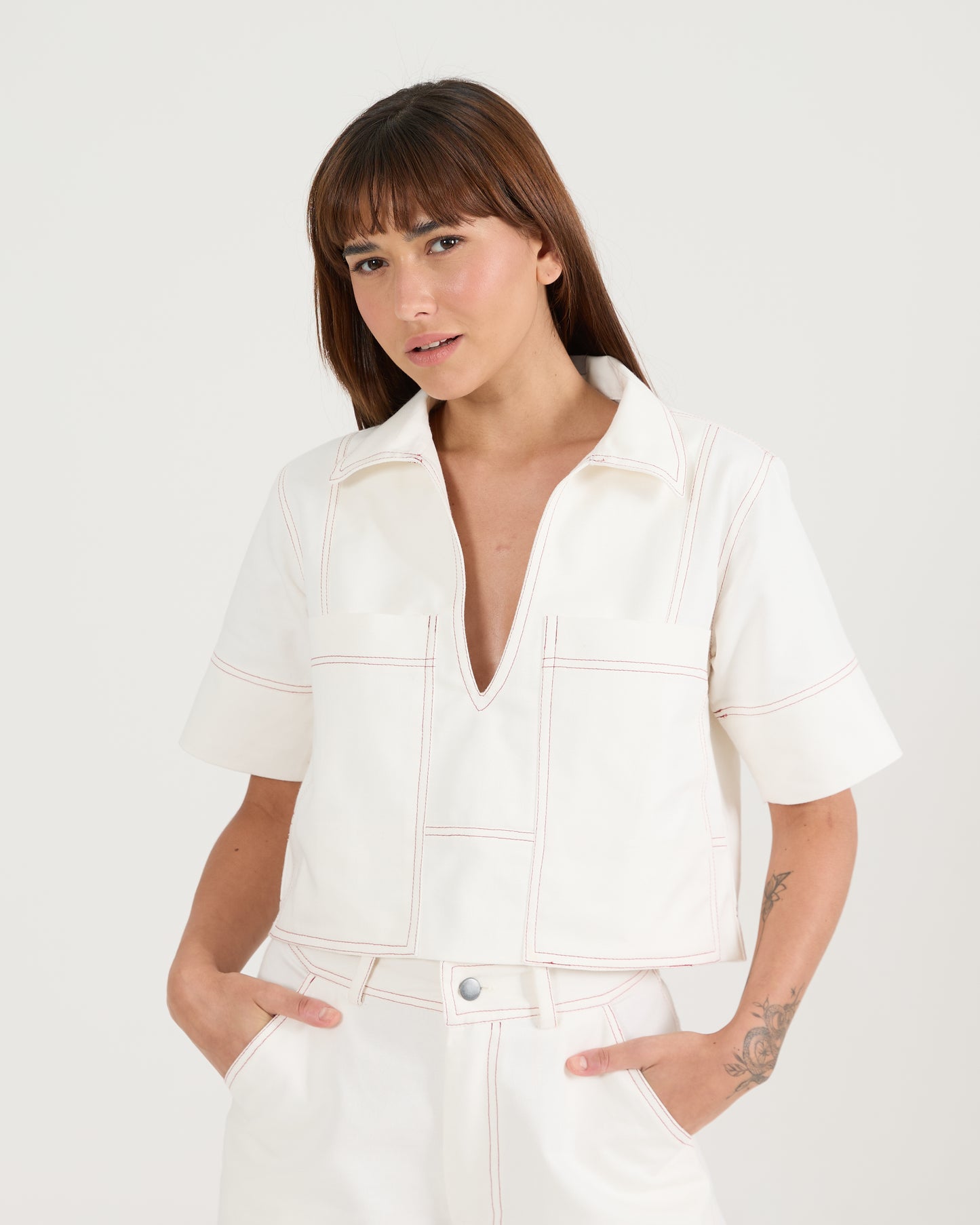 Camisa Cropped Twill