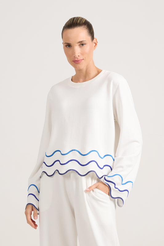 Blusa Moletom Ondas Azul