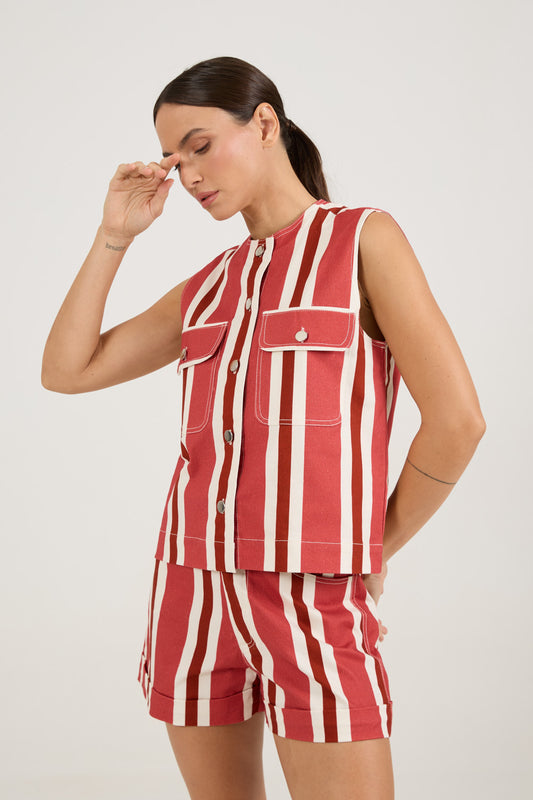Camisa Sarja Listras
