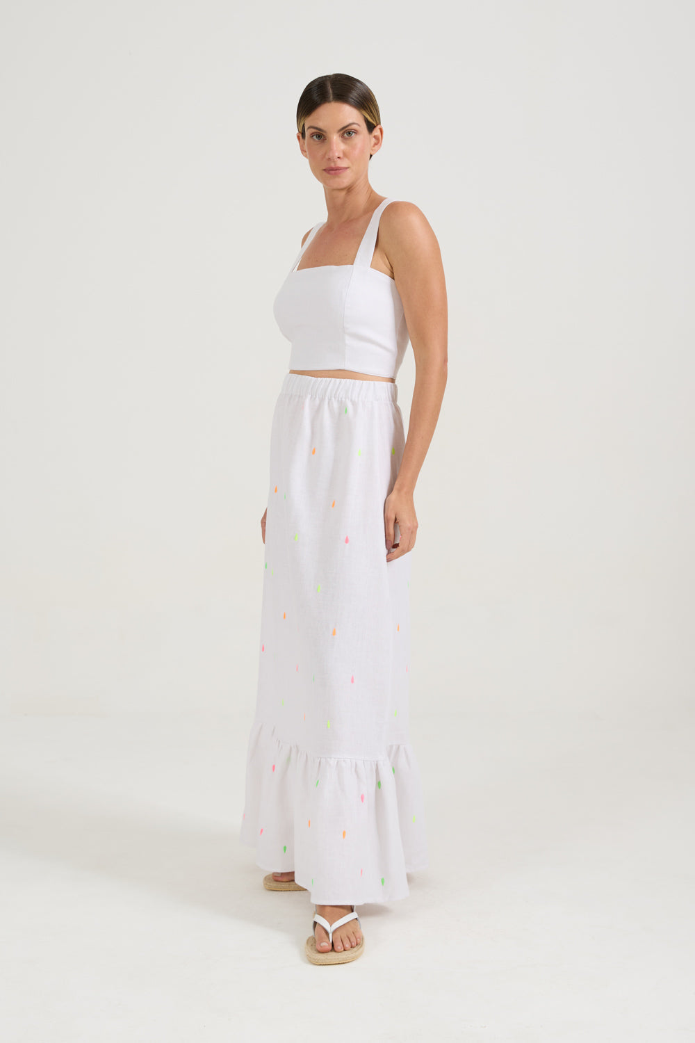 Saia Gotas Neon Branca