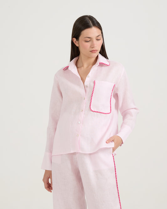 Camisa Bolsos Viés Rosa Quartzo