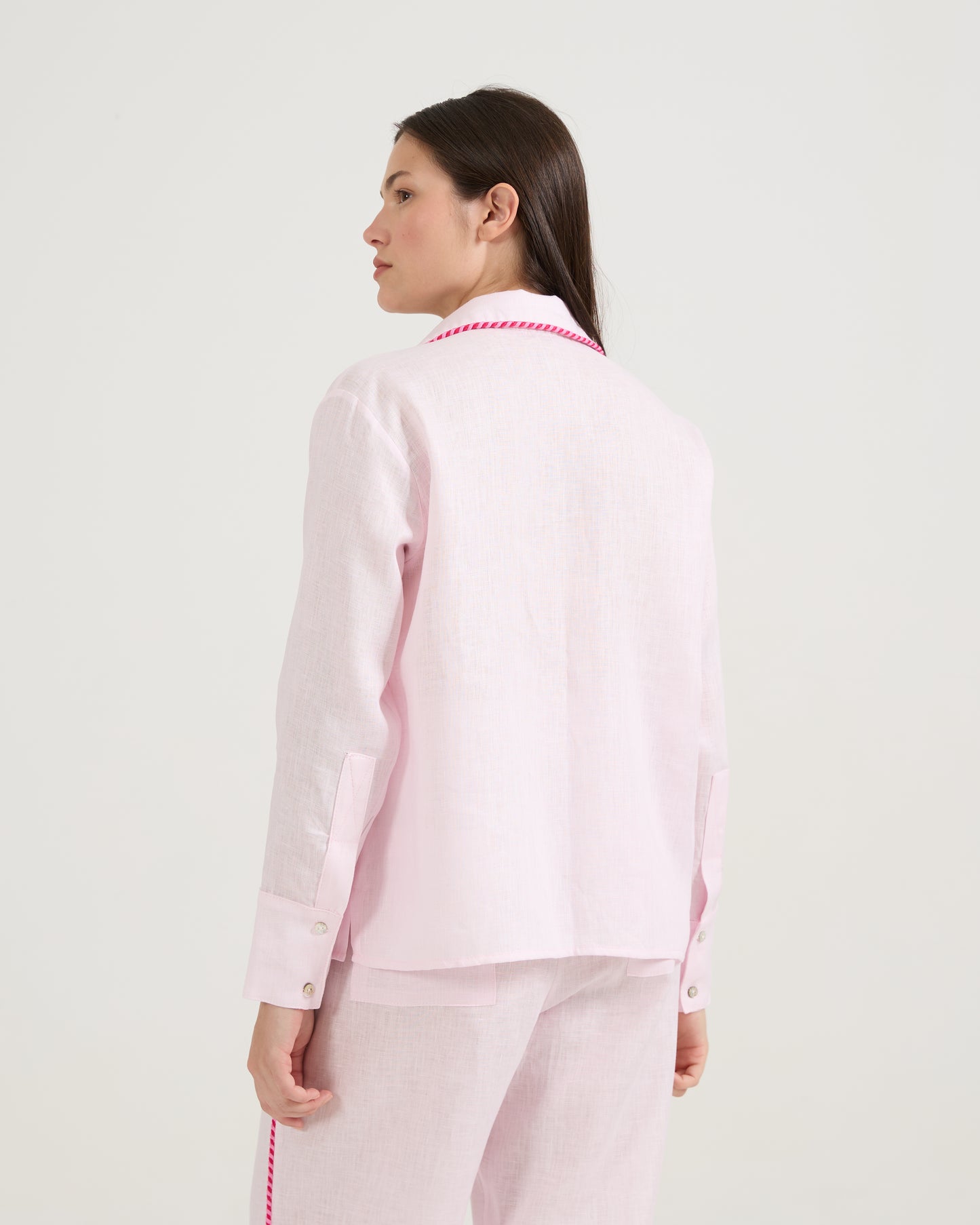 Camisa Bolsos Viés Rosa Quartzo