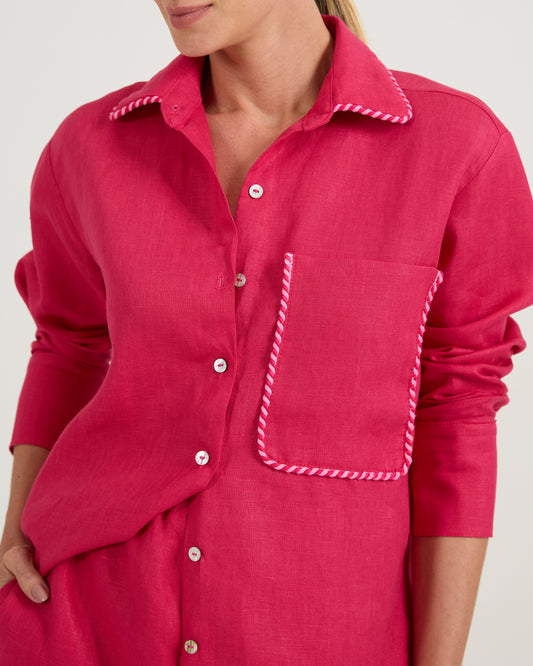 Camisa Bolsos Viés Cereja