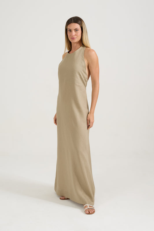Vestido Frente Única Cáqui