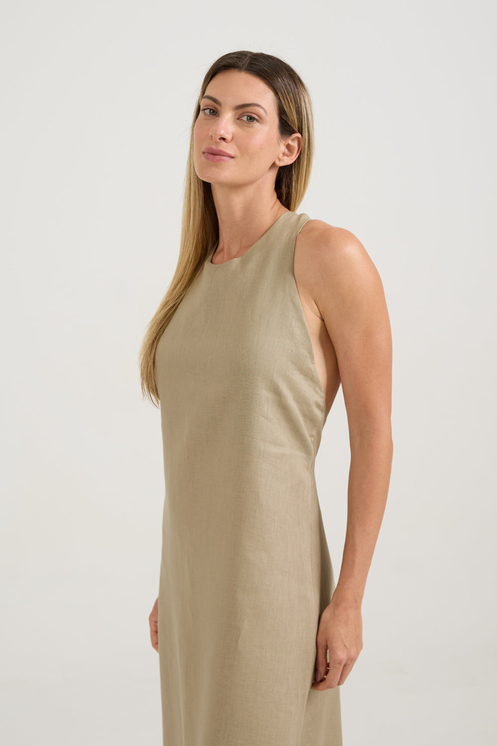 Vestido Frente Única Cáqui