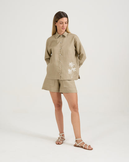 Camisa Bolsos Palmeira Cáqui