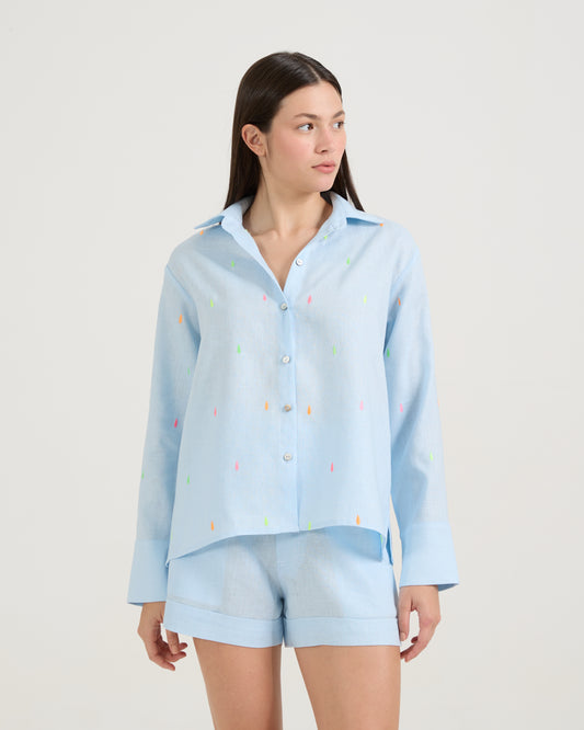 Camisa Gotas Neon Azul Spum