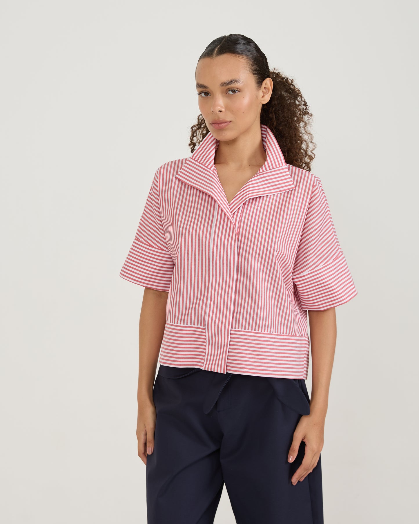 Camisa Gola Curta Stripes