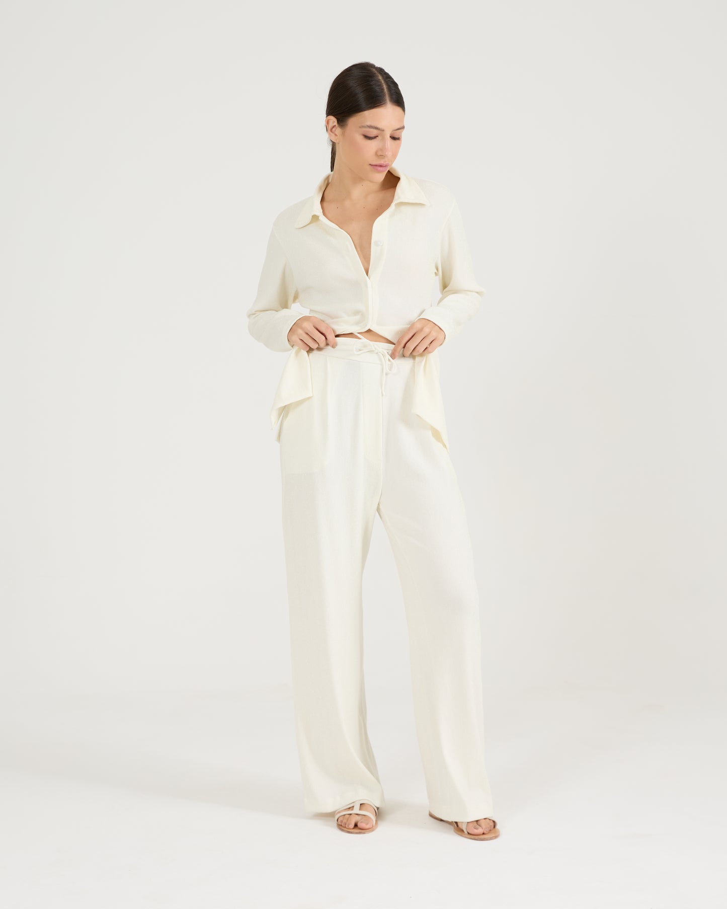 Calça Lurex Pregas