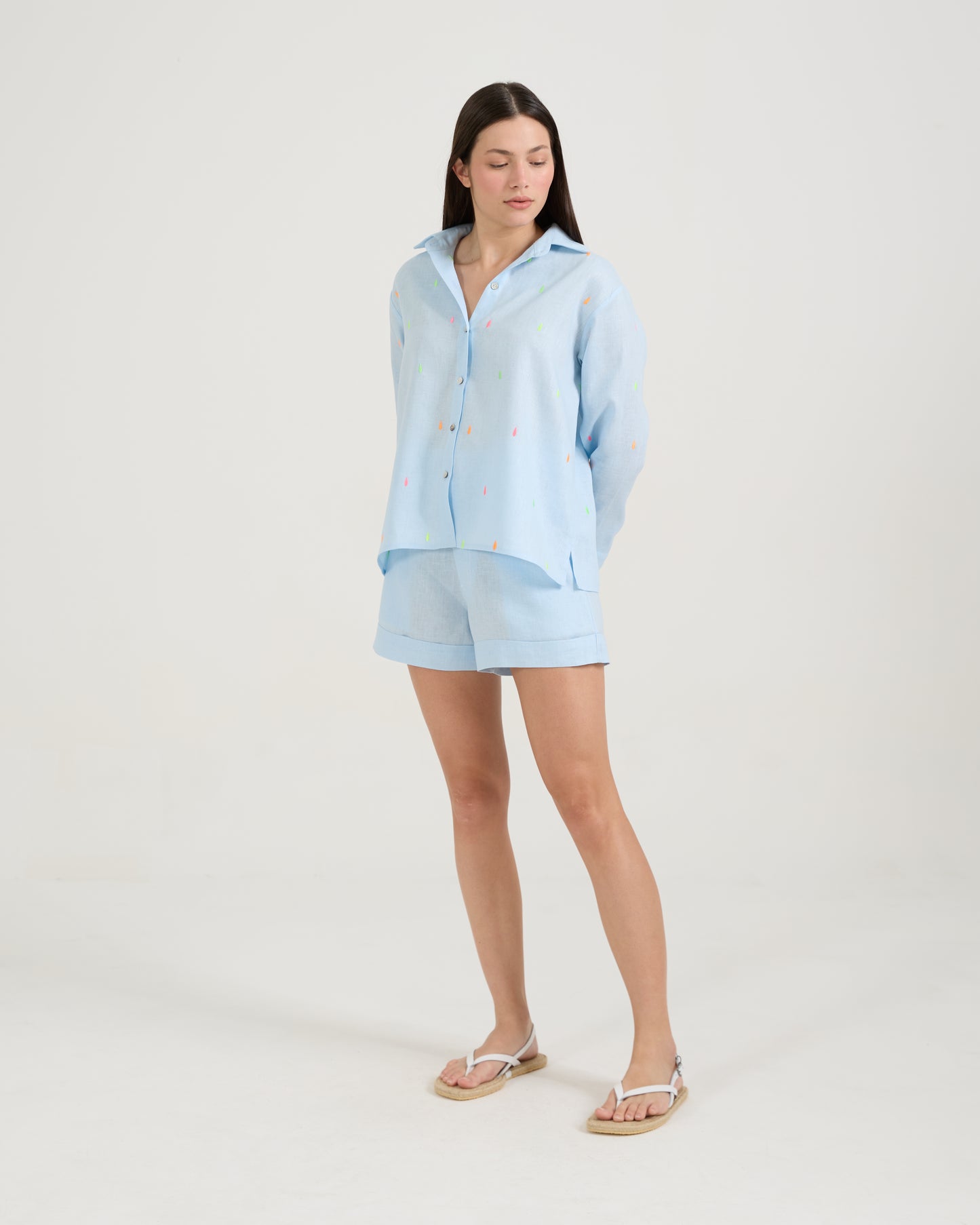 Camisa Gotas Neon Azul Spum